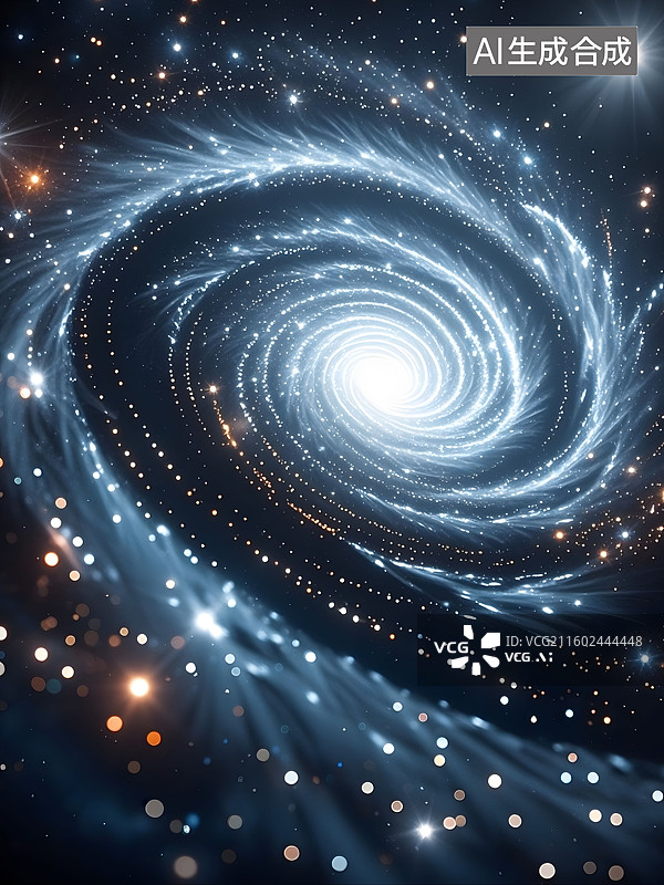 【AI数字艺术】小宇宙星星间隔比例螺旋式发散式从中旋转开来图片素材