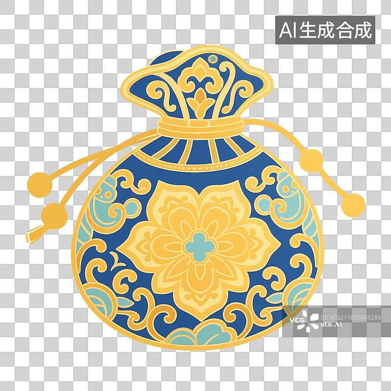 【AI数字艺术】中国风手绘插画，，国风小物件，端午节香囊，艾草香包，荷包，七夕节，锦缎香包锦囊挂件，免抠元素图片素材