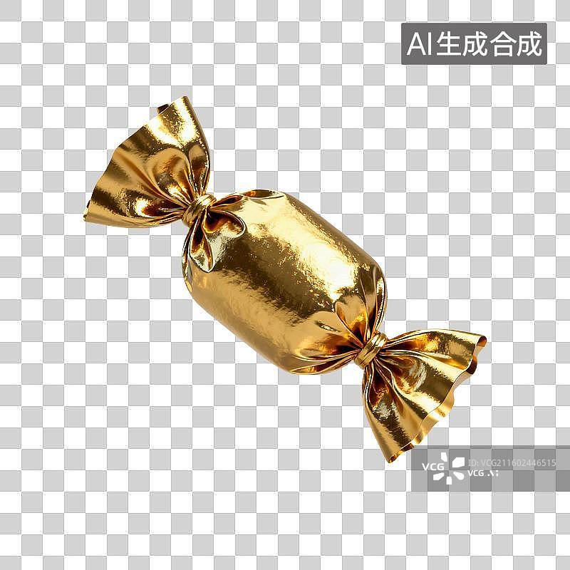 【AI数字艺术】3D渲染，金色，糖果，喜糖，甜食，零食，万圣节，免抠元素图片素材