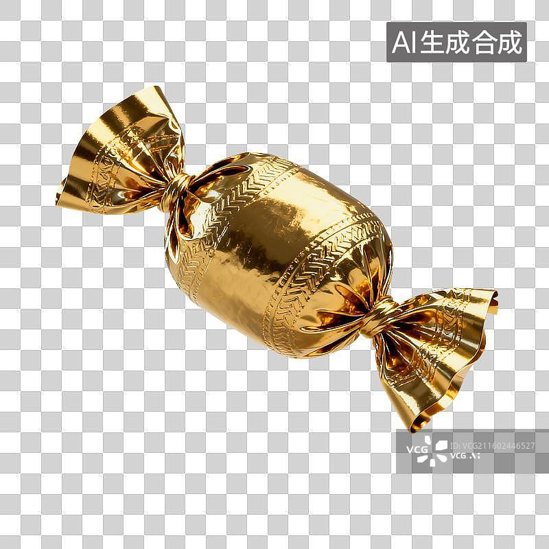【AI数字艺术】3D渲染，金色，糖果，喜糖，甜食，零食，万圣节，免抠元素图片素材