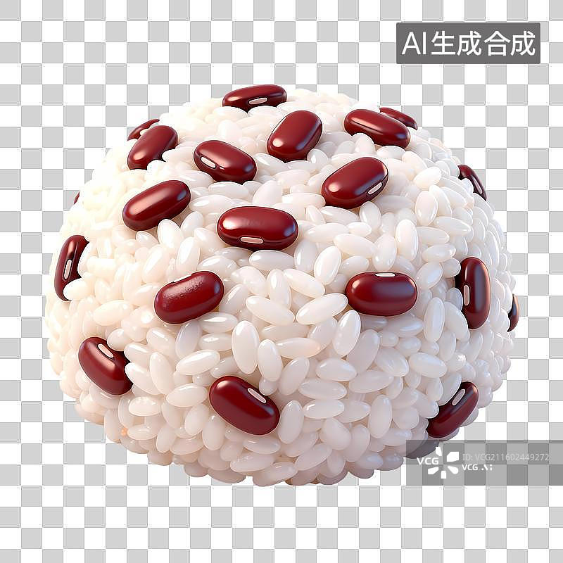 【AI数字艺术】赤豆糯米饭3D卡通立体轻拟物风格光滑质感清新物品素材图片素材