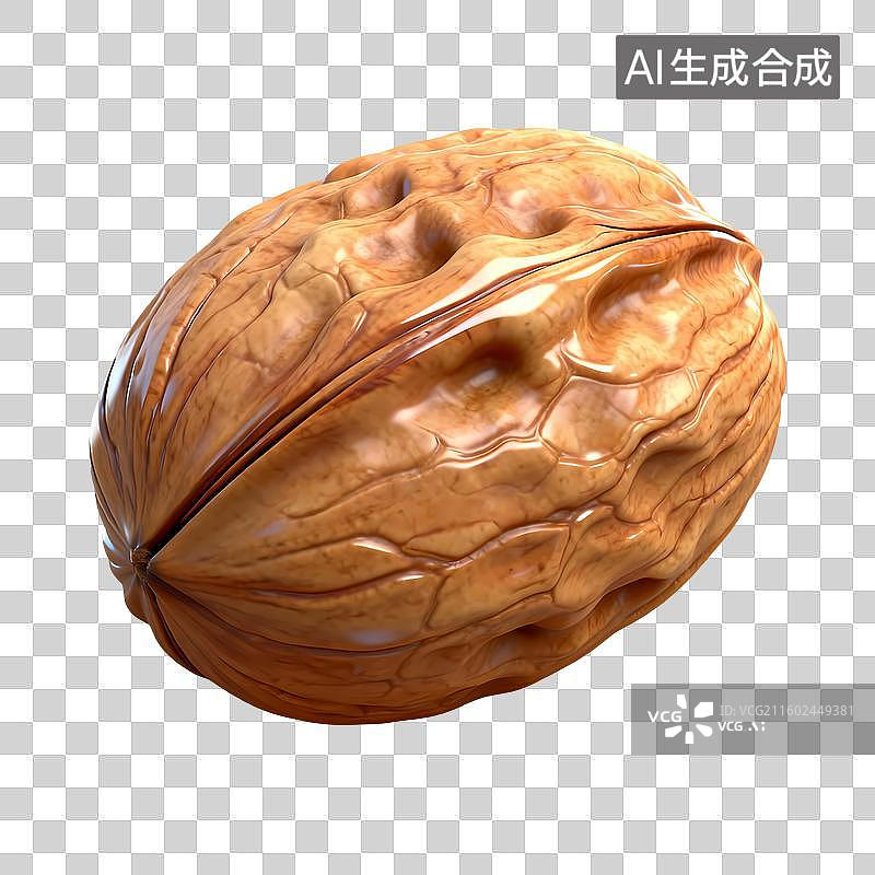 【AI数字艺术】核桃3D卡通立体轻拟物风格光滑质感清新物品素材图片素材