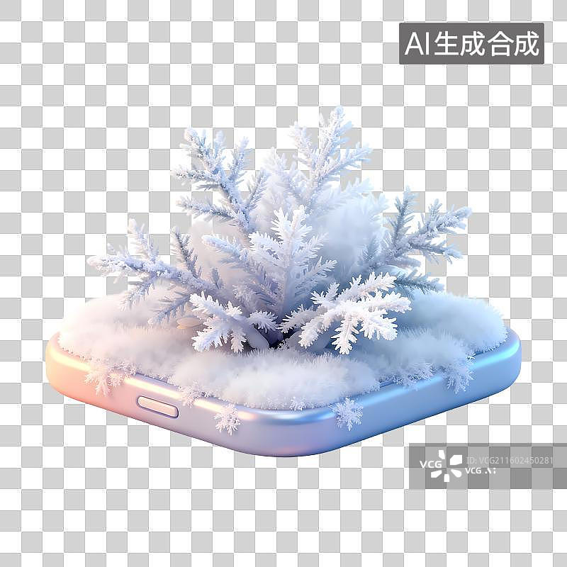 【AI数字艺术】雾凇3D卡通立体轻拟物风格光滑质感清新物品元素图片素材