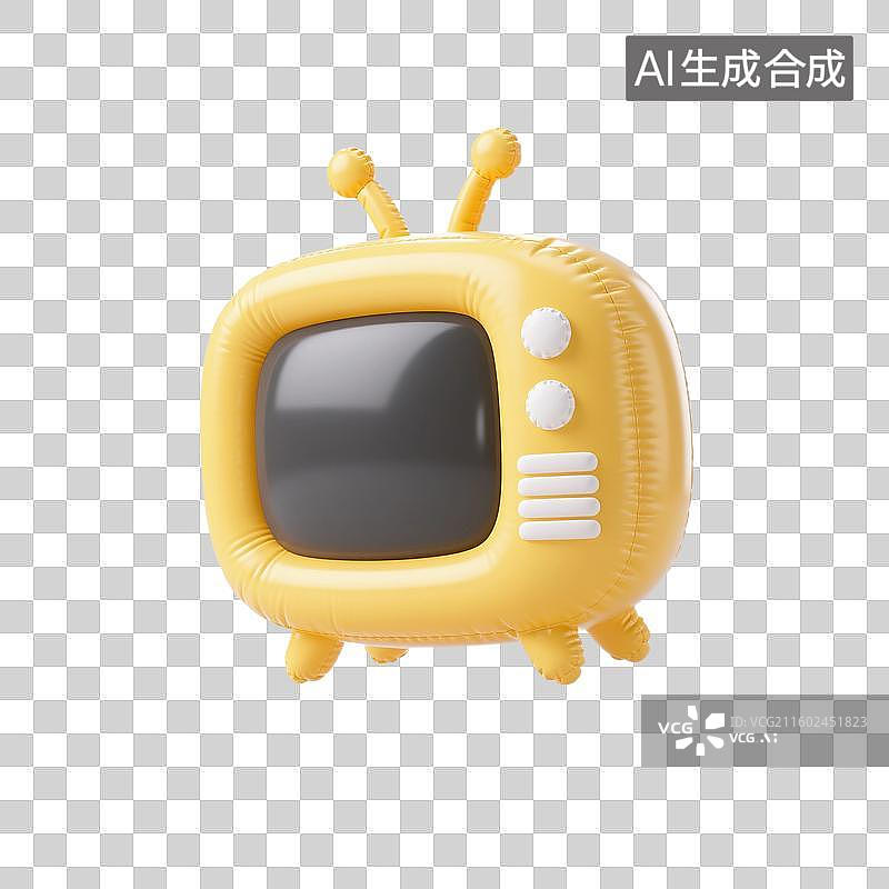 【AI数字艺术】3D渲染，充气膨胀风格，电视剧，电视，视频，播放器，传媒，媒体直播，图形图标，免抠元素图片素材