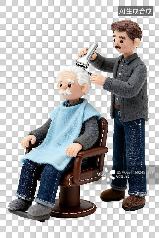 【AI数字艺术】老人在理发店理发场景图片素材