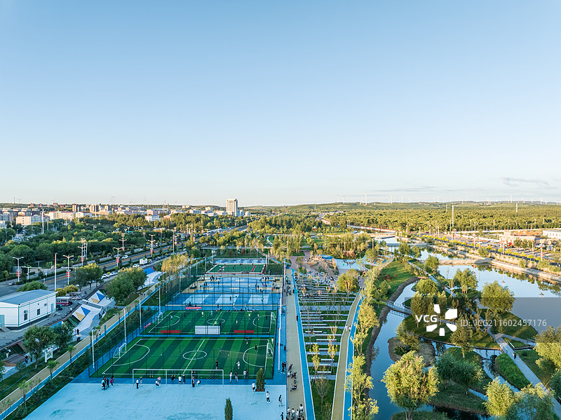 航拍张家口尚义县城，小县城，乡村振兴，公园美景图片素材