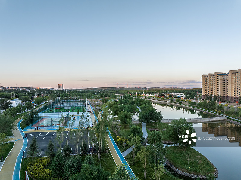 航拍张家口尚义县城，小县城，乡村振兴，公园美景图片素材