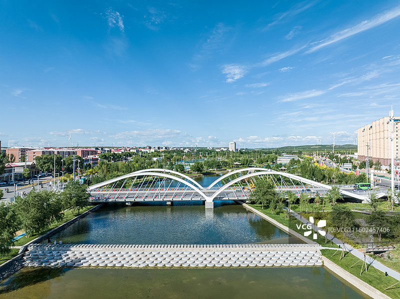 航拍张家口尚义县城，小县城，乡村振兴，公园美景图片素材