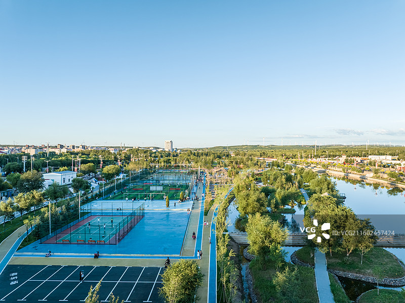 航拍张家口尚义县城，小县城，乡村振兴，公园美景图片素材