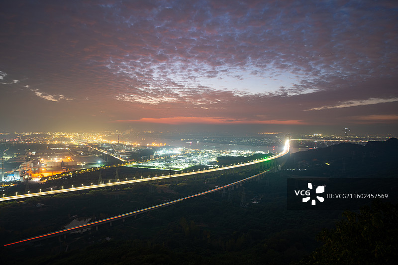 五峰山长江大桥晚霞图片素材