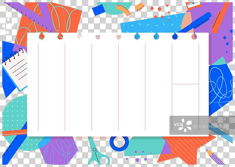 平面复古风格的返校时间表模板图片素材