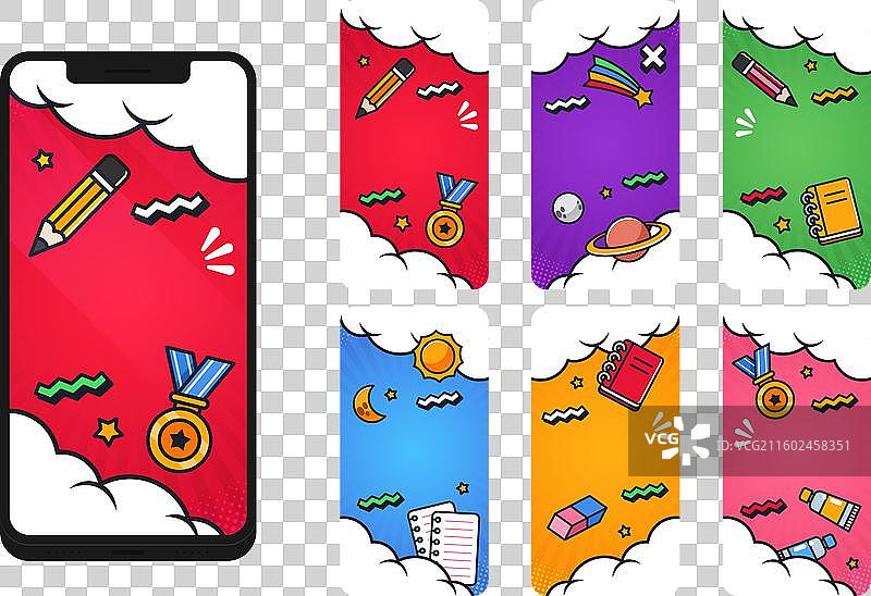 扁平化开学季Instagram快拍合集图片素材