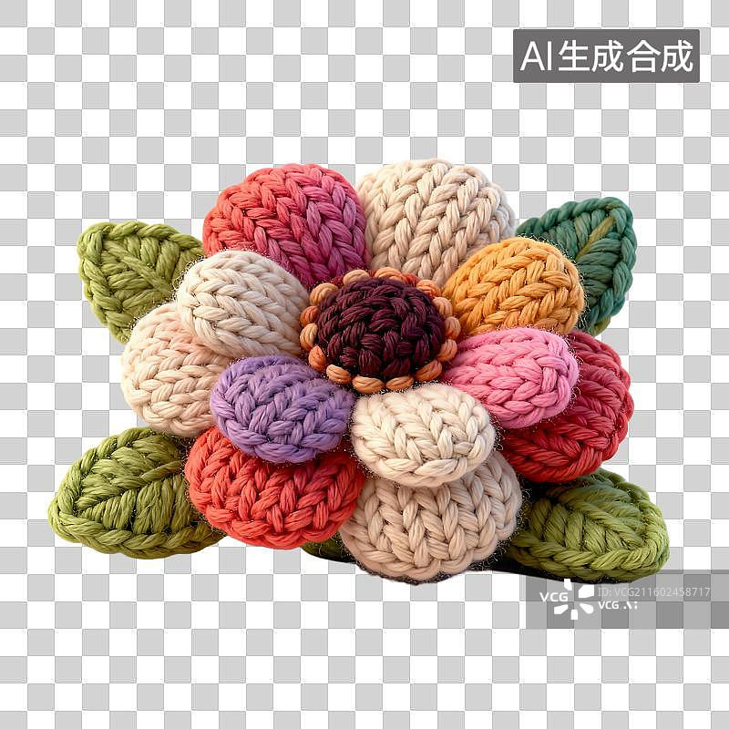 【AI数字艺术】多彩钩针编织花朵图片素材