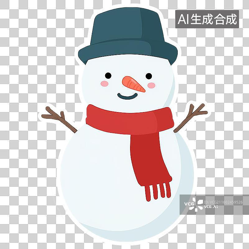 【AI数字艺术】二十四节气之大小雪2D贴纸风格雪人元素图片素材