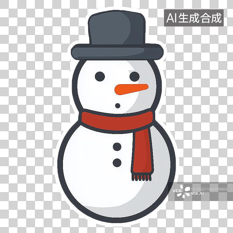 【AI数字艺术】二十四节气之大小雪2D贴纸风格雪人元素图片素材