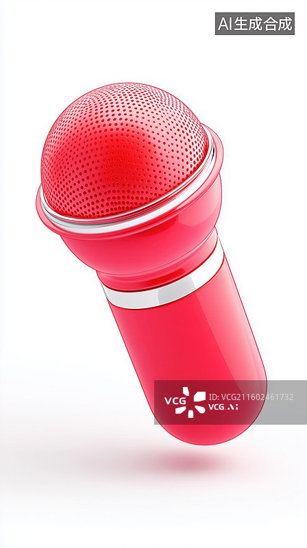 【AI数字艺术】白背景可爱荧光色话筒麦克风3D卡通立体图标图片素材