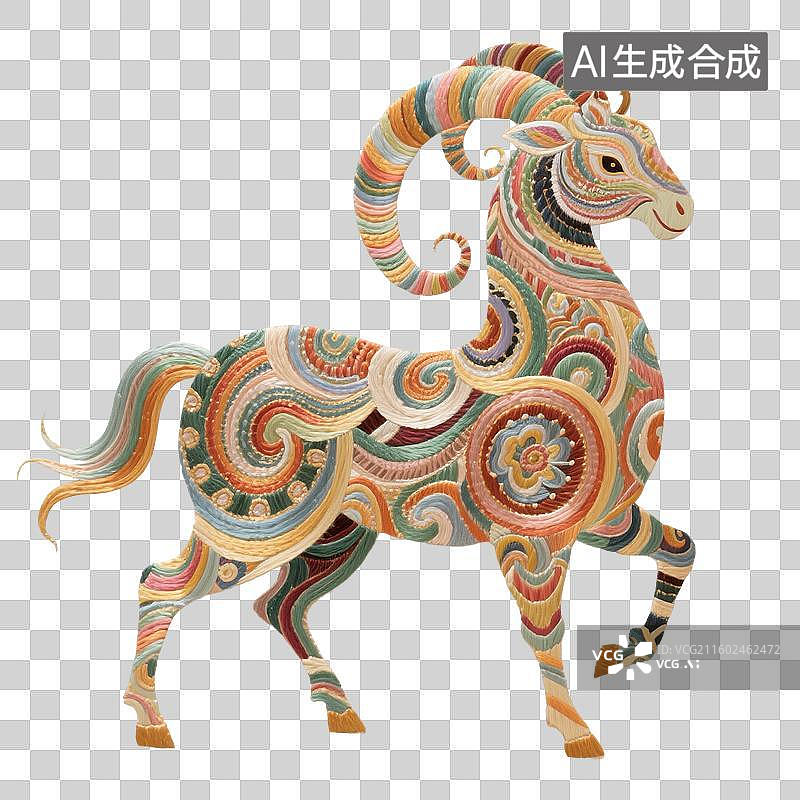 【AI数字艺术】中国风卡通动物，小羊，山羊，白羊座，羊年，十二生肖，免抠元素图片素材