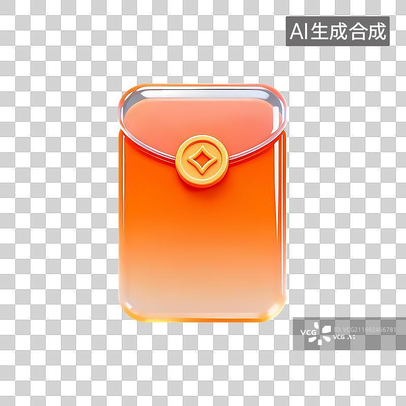 【AI数字艺术】带有金色纽扣的橙色信封图片素材