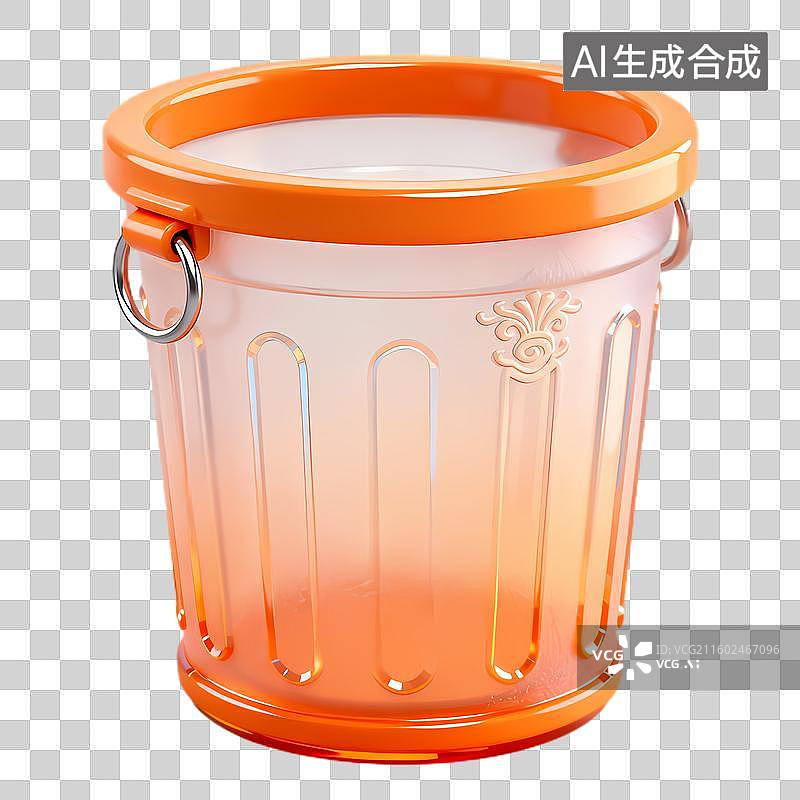 【AI数字艺术】橙色渐变装饰小桶图片素材