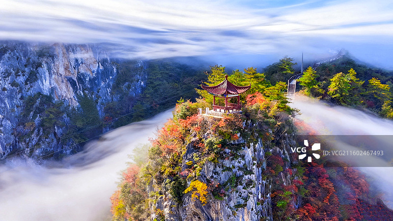 康县飞云亭秋韵图片素材