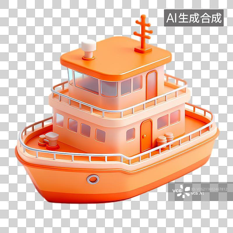 【AI数字艺术】橙色多层玩具轮船图片素材