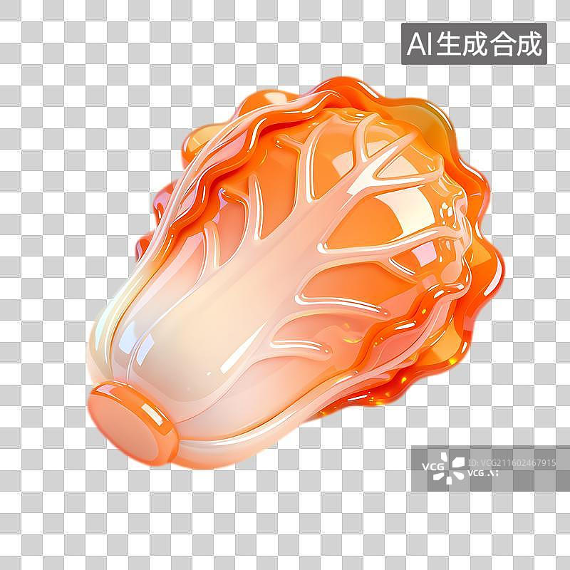 【AI数字艺术】光泽鲜艳的橙色白菜插画图片素材
