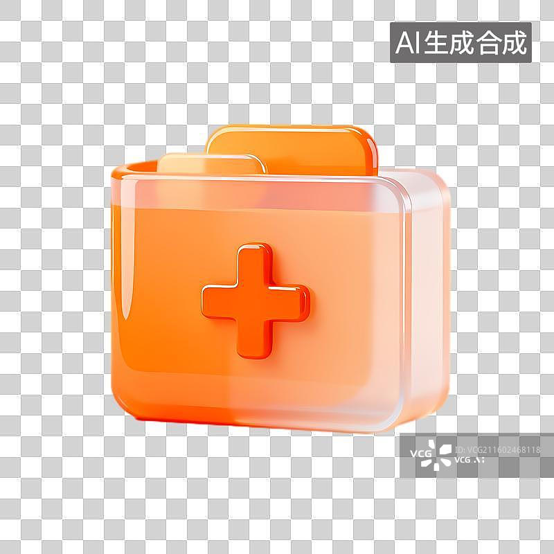 【AI数字艺术】橙色医疗文件夹图标图片素材