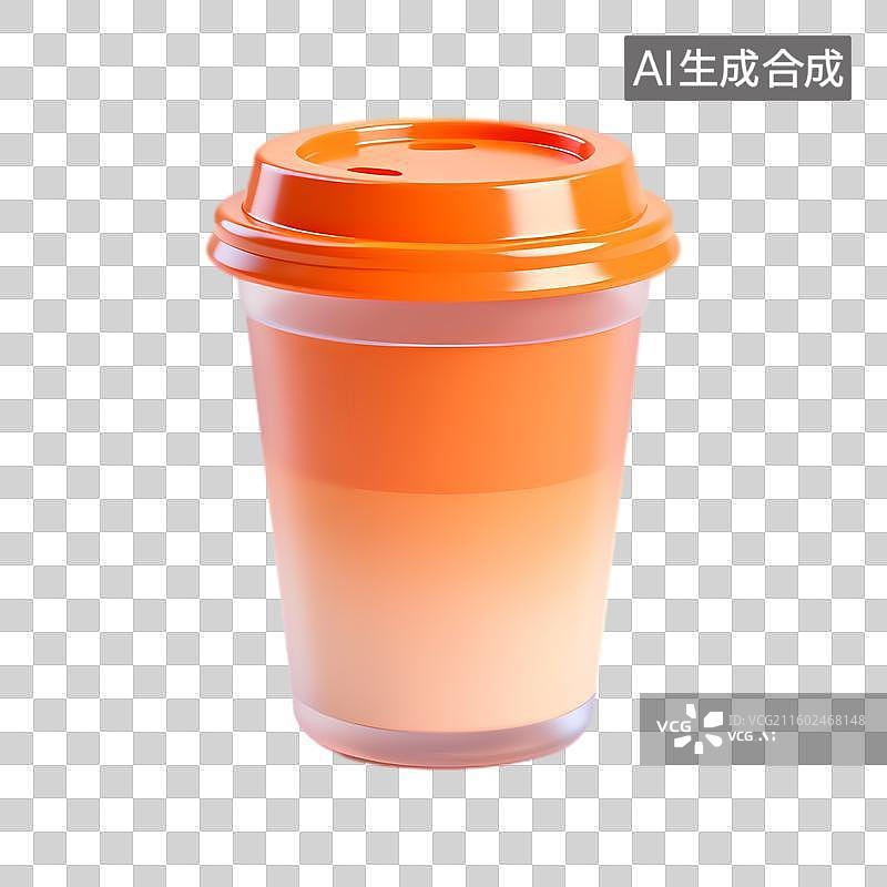 【AI数字艺术】渐变色彩一次性橙色塑料杯图片素材
