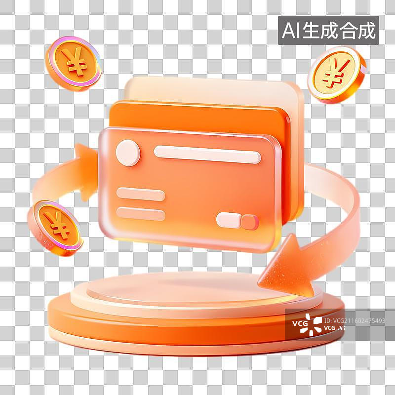 【AI数字艺术】信用卡交易与货币兑换图示图片素材
