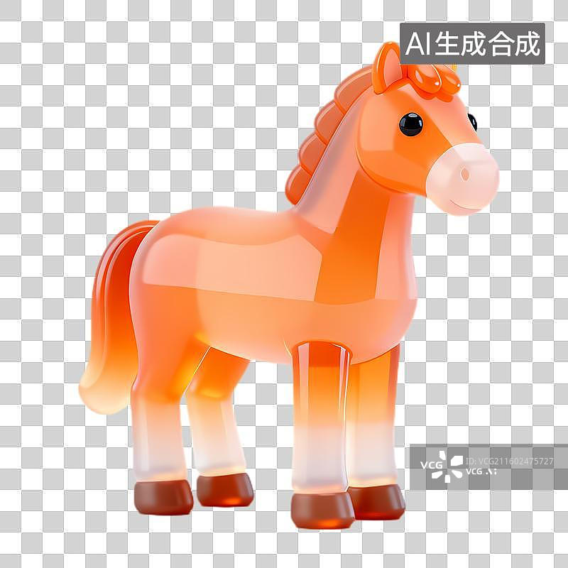 【AI数字艺术】可爱橙色塑料小马玩具图片素材