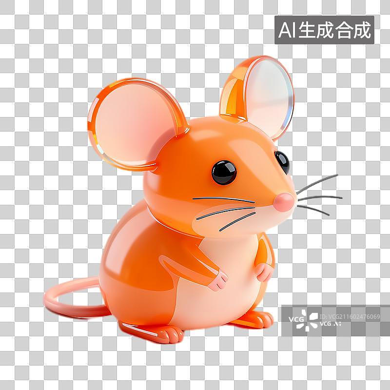 【AI数字艺术】可爱橙色塑料小老鼠玩具图片素材