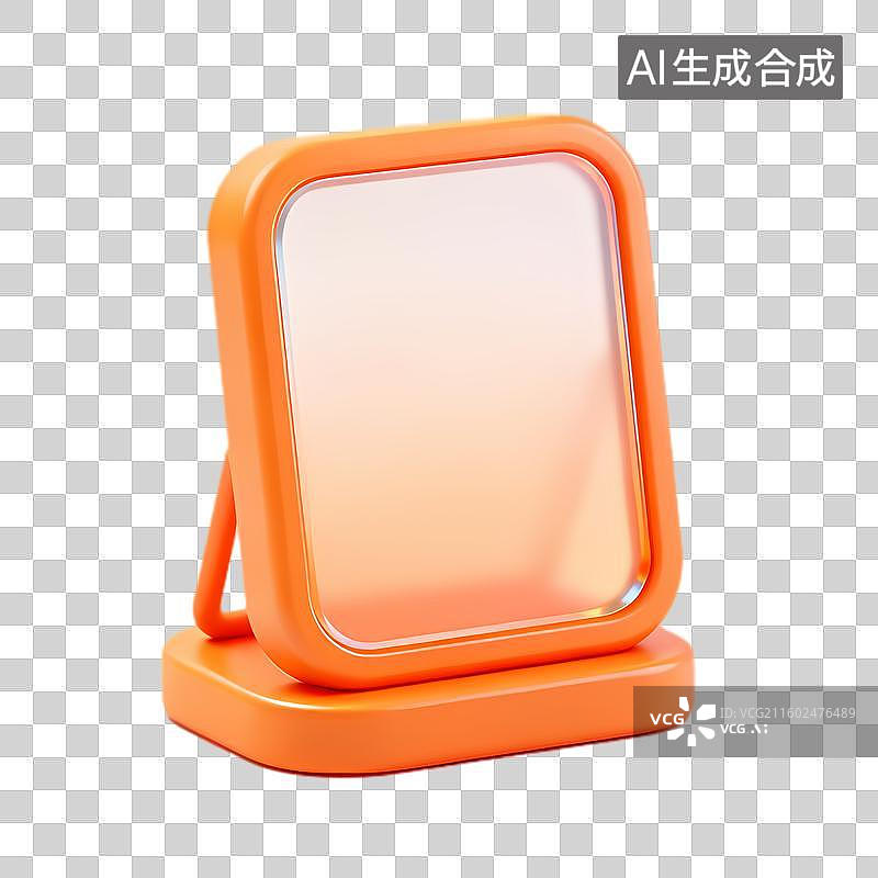 【AI数字艺术】橙色方形带支架化妆镜图片素材