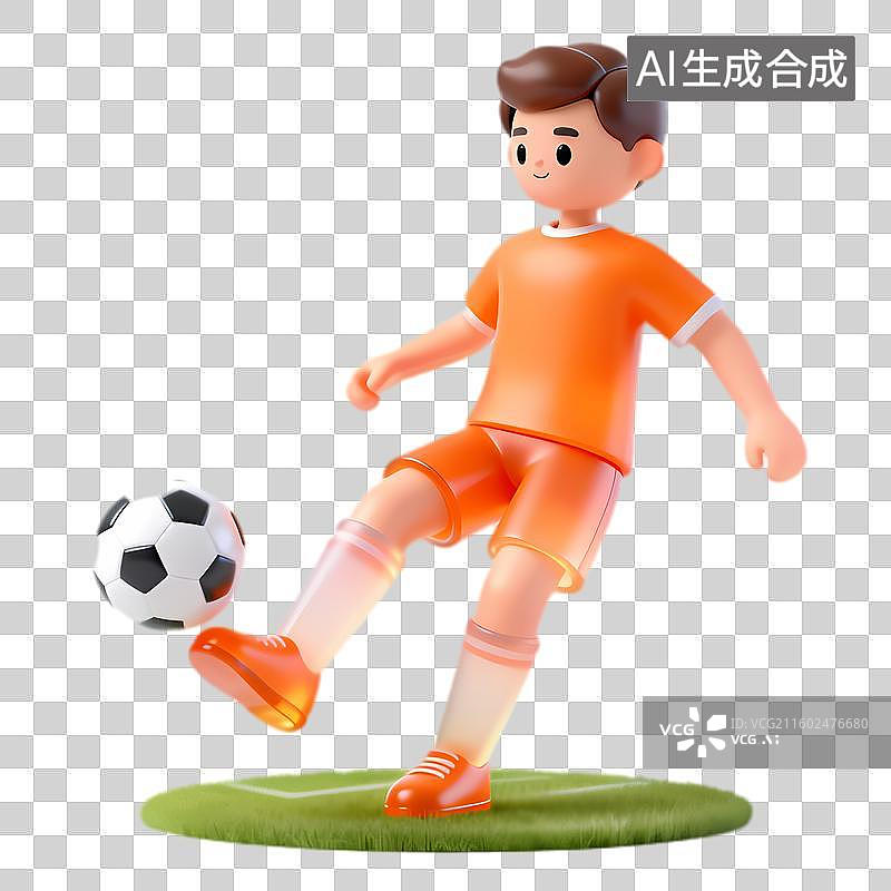 【AI数字艺术】卡通人物踢足球场景图片素材