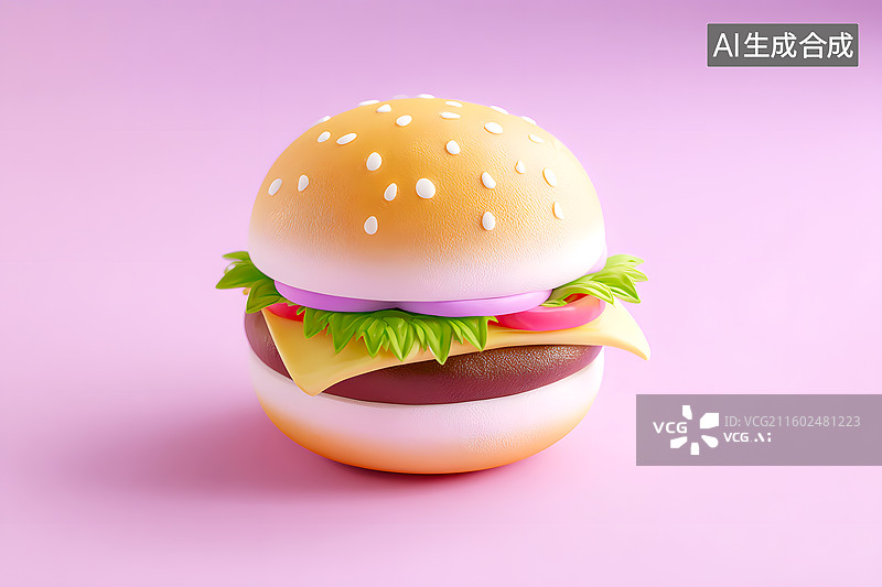 【AI数字艺术】一个可爱的卡通汉堡图片素材