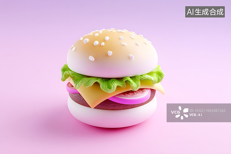 【AI数字艺术】一个可爱的卡通汉堡图片素材