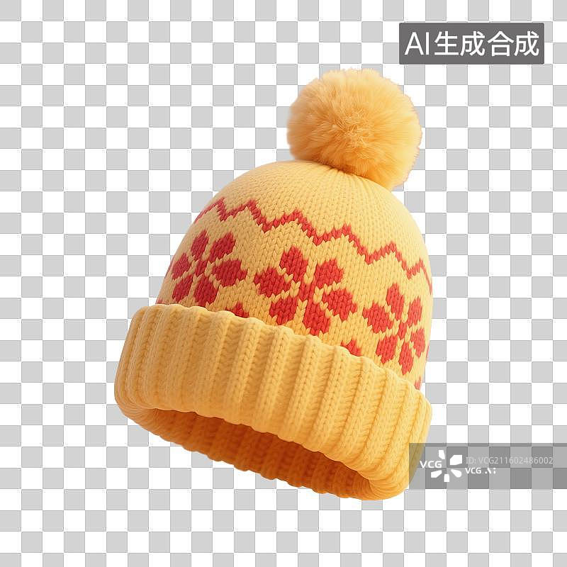 【AI数字艺术】3D渲染，毛线针织帽子，秋天，冬天，免抠元素图片素材