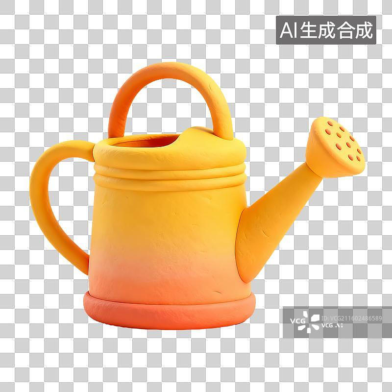 【AI数字艺术】3D粘土风植树节元素洒水壶图片素材