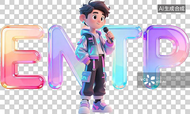 【AI数字艺术】mbti理论职业心理性格测试分析师NT型人格ENTP辩论家外向直觉思考知觉3D人物时尚潮流未来科技感图片素材