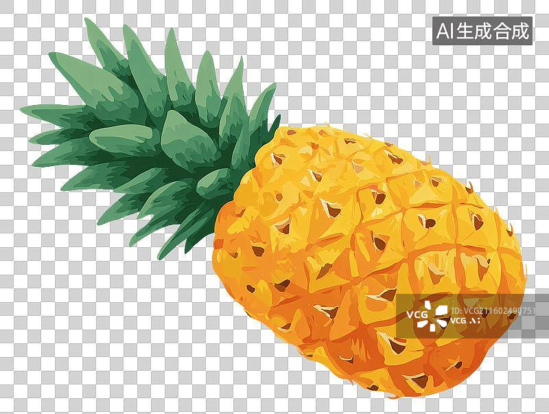【AI数字艺术】成熟的菠萝PNG格式的免扣元素图片素材