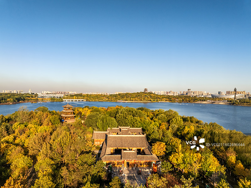 唐山南山公园风景，中国古建筑图片素材