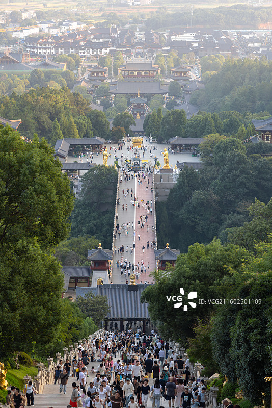江西庐山东林大佛景区登山步道人文风光图片素材