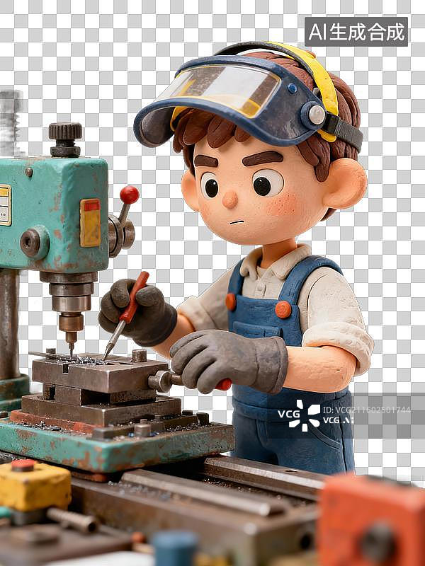 【AI数字艺术】工科大学生操作车床图片素材
