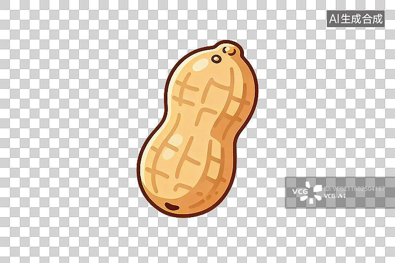 【AI数字艺术】卡通风格，一颗花生PNG格式的免扣元素图片素材