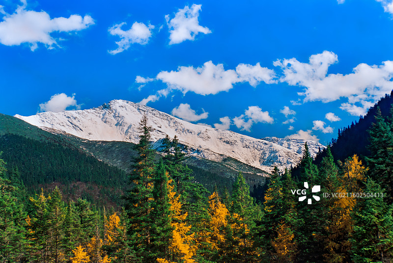 1990年10月8日四川省九寨沟景区的雪山风光图片素材