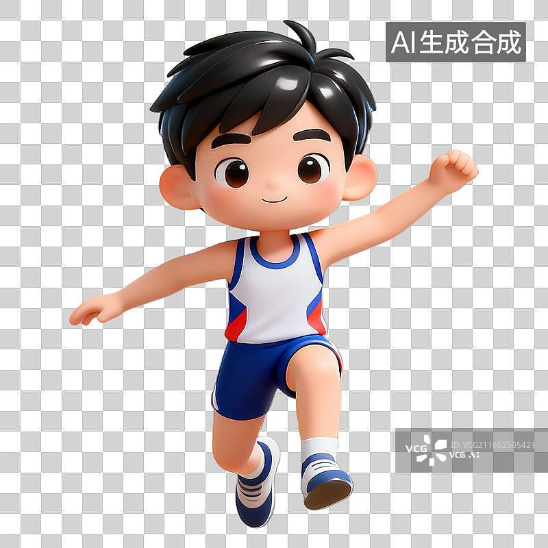 【AI数字艺术】跳远运动3D立体轻拟物体育运动主题卡通人物免抠元素图片素材