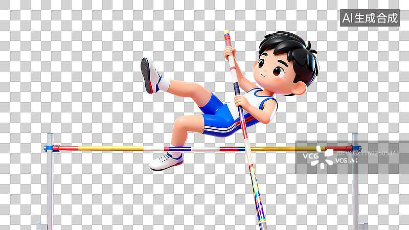 【AI数字艺术】跳高运动3D立体轻拟物体育运动主题卡通人物免抠元素图片素材