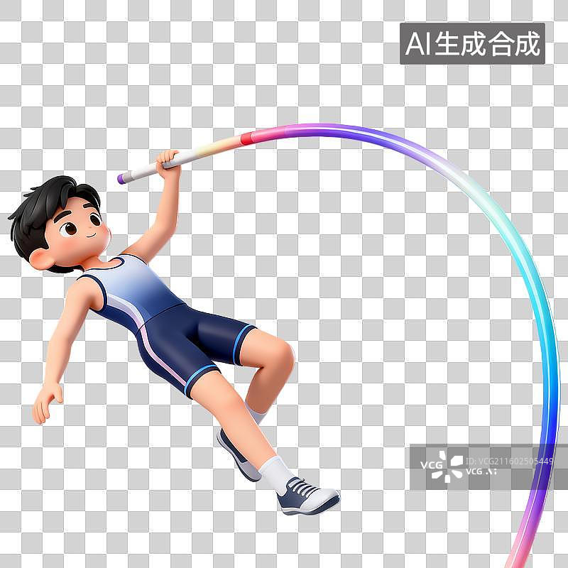 【AI数字艺术】跳高运动3D立体轻拟物体育运动主题卡通人物免抠元素图片素材