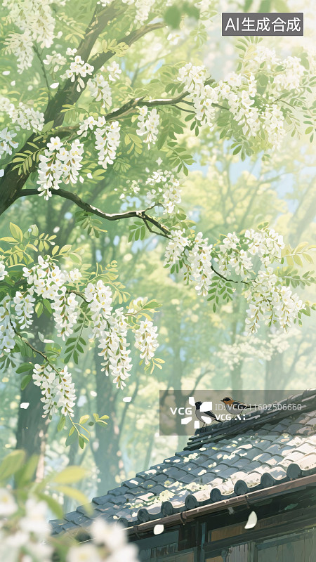 【AI数字艺术】春日光影插画图片素材