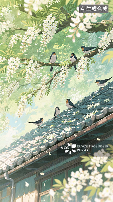 【AI数字艺术】春日光影插画图片素材