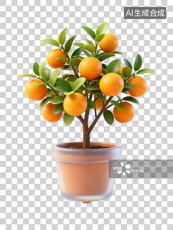 【AI数字艺术】室内盆栽小橘子树图片素材